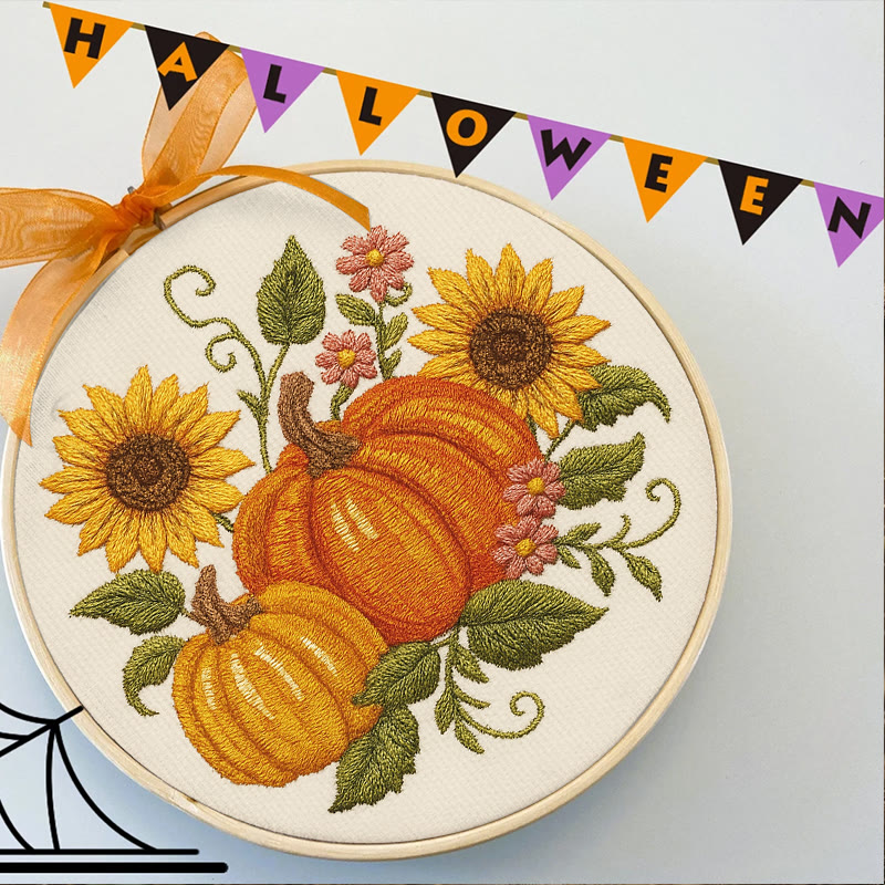 Rubbyoo Embroidery Kit - Sunflower Pumpkin | Diy Helloween Craft | Easy Beginner Needlework - image 5
