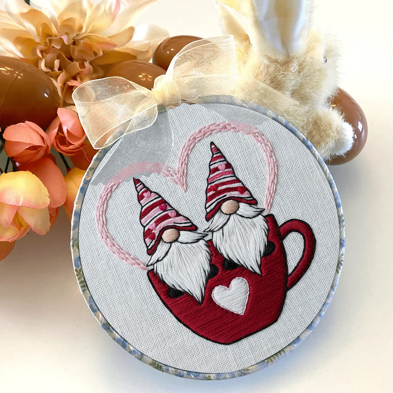 Rubbyoo Embroidery Kit - Gnome Couple | Valentine Hanging Decoration | Diy Hoop Art - image 3