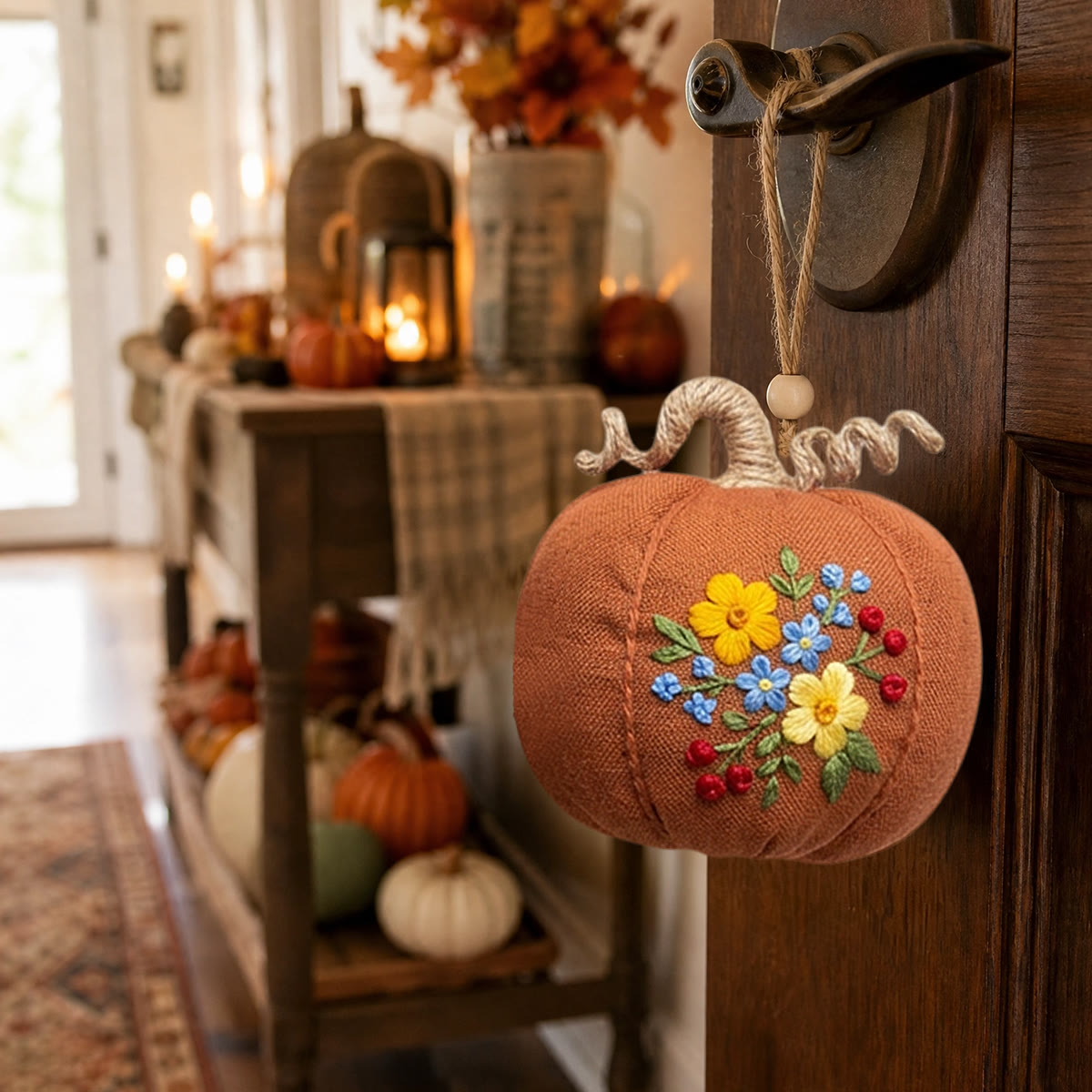 Rubbyoo Halloween Pumpkin Embroidery Kit -  Bouquet Collection | Halloween Wall Hanging Art | Various Pretty Flowers Motif - image 9