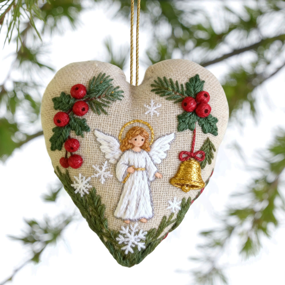Rubbyoo Heart Embroidery Kit - Angel Blessing  |  Handmade Christmas Collection | Home Hanging Craft  - image 3