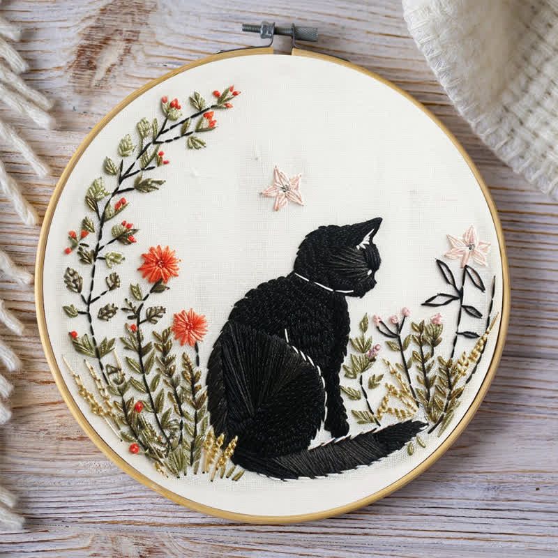 Rubbyoo Embroidery Kit - Floral Black Cat  - image 8