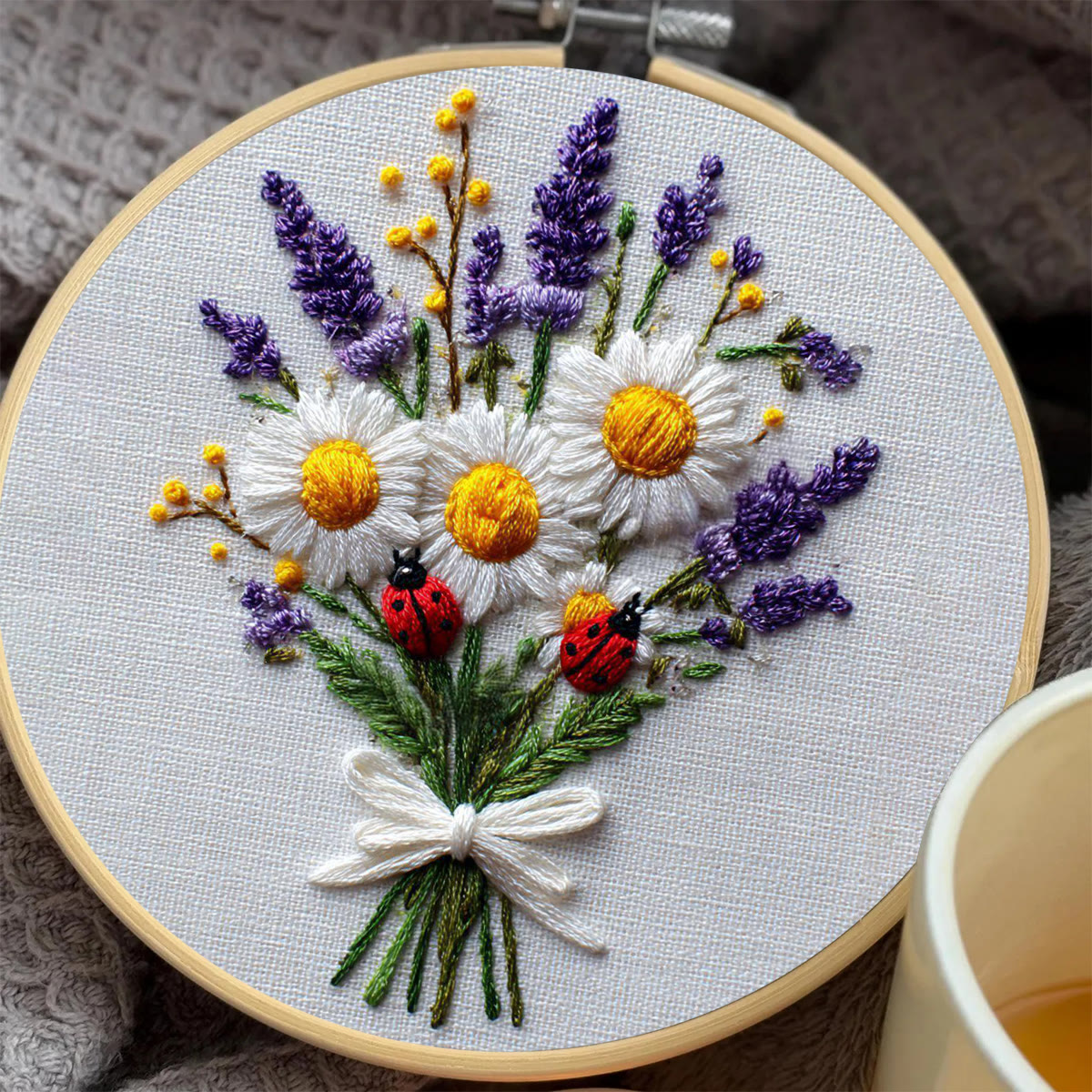 Rubbyoo Embroidery Kit - Daisy Bouquet | Handmade Desk Decor | Diy Birthday Gift  - image 6