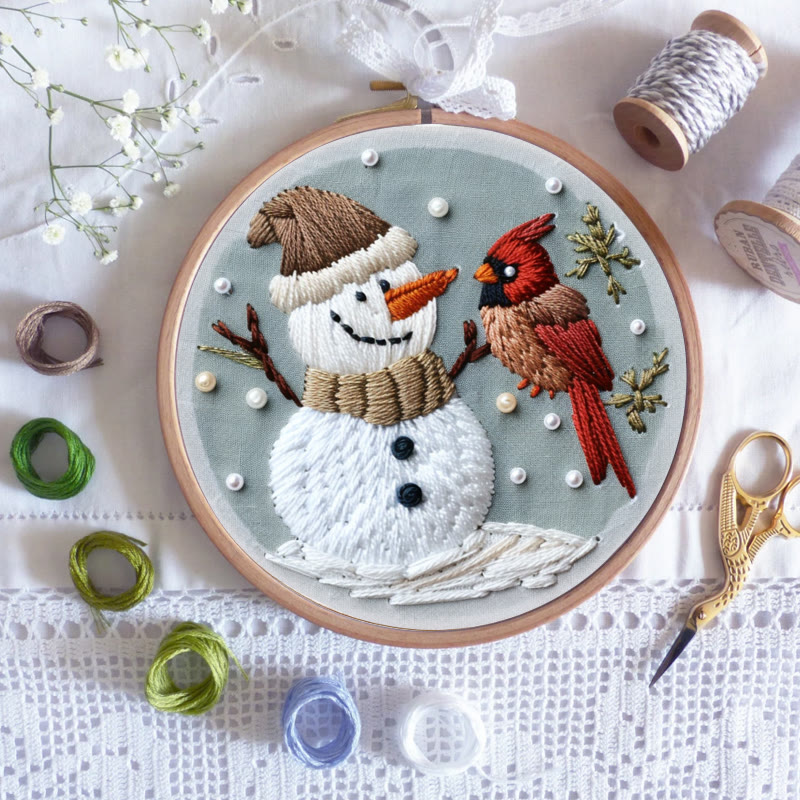 Rubbyoo Embroidery Kit-  Snowman With Bird 2 - image 8