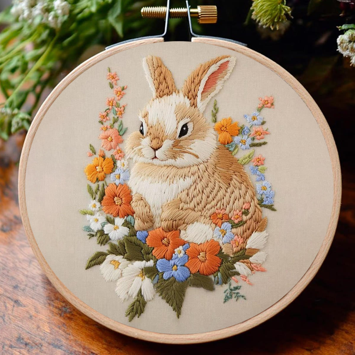 Rubbyoo Embroidery Kit - Bunny Among Blooms | Handcrafted Floral Art | A Delightful Diy Project - image 9