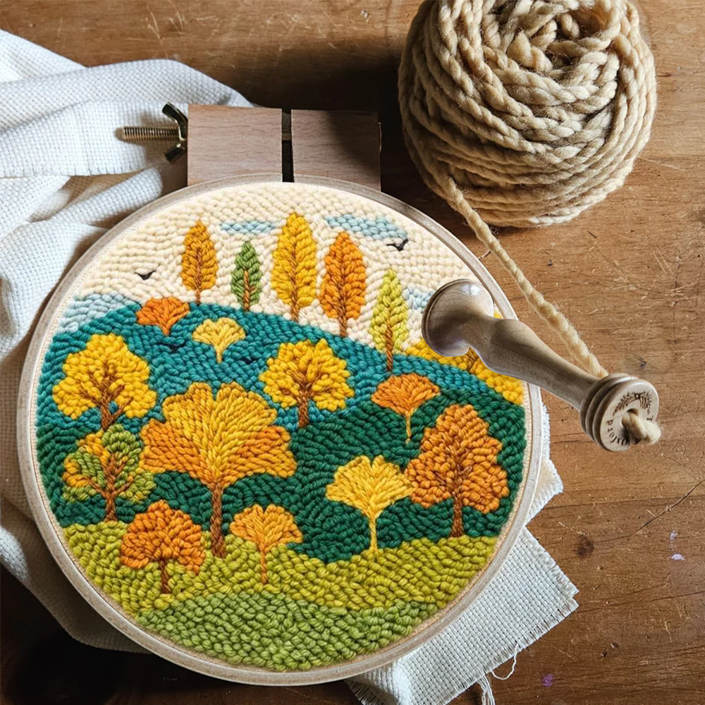 Autumnal Colorful Woods Punch Needle Kit – Easy Diy Creation | Delightful Art Gift - image 9