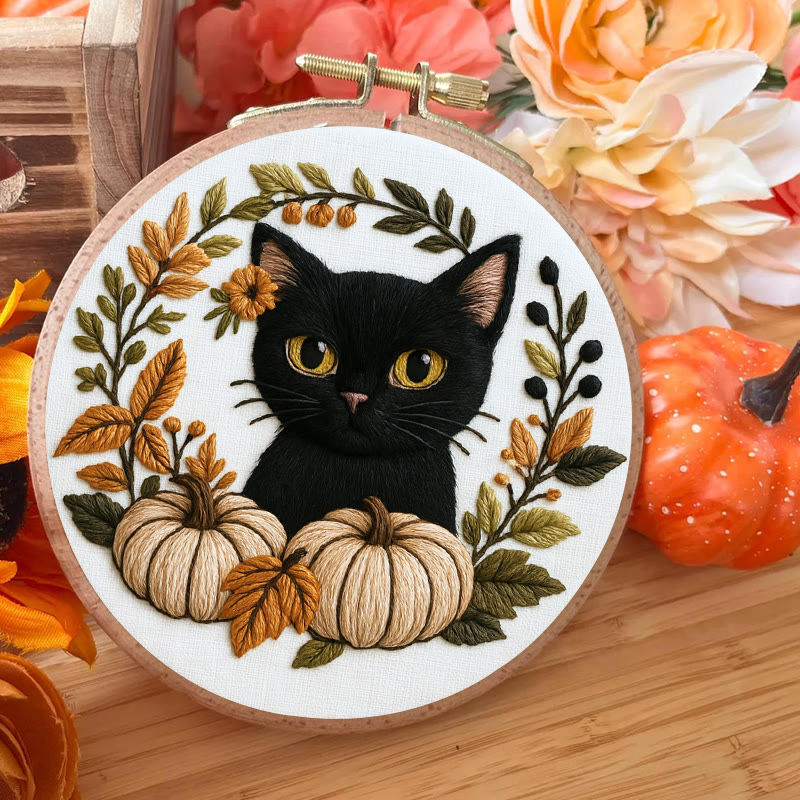 Rubbyoo Embroidery Kit - Black Kitten | Diy Cat Lover Gift | Halloween Autumn Decor - image 5