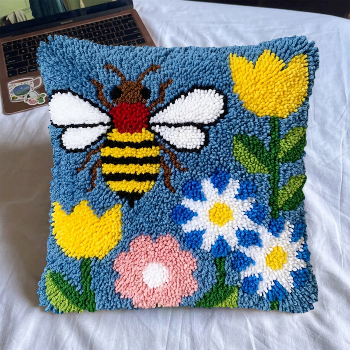 Rubbyoo Latch Hook Pillow Kit - Honey Buzz | Vibrant Pillow Cover | Unique Animal Handicraft  - image 5