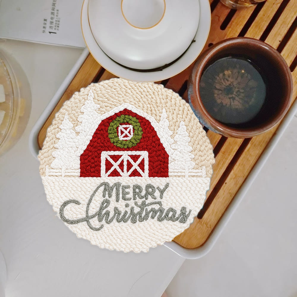 Winter Snow View Punch Needle Kit - Diy Hoop Art |  Handmade Wall Hanging Decor - 5 inch Coaster Kit - image 12