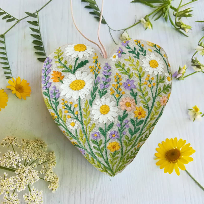 Rubbyoo Heart Embroidery Kit - Wildflower Bounty | Nature-inspired Hand Stitch | Artisanal Home Decor - image 4