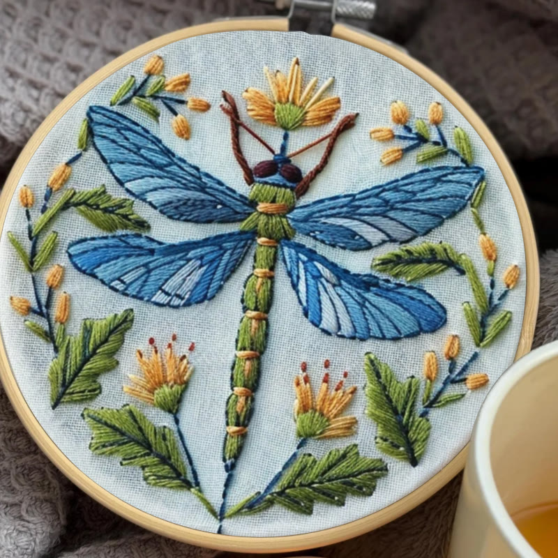 Rubbyoo Embroidery Kit - Floral Dragonfly | Diy Insect Craft | Hanging Wall Art Decor - image 4