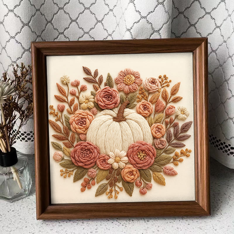 Rubbyoo Embroidery Kit - Floral Pumpkin | Halloween Wall Decor  | Diy Thanksgiving Gifts  - Embroidery Kit Plus An Extra Frame - image 10
