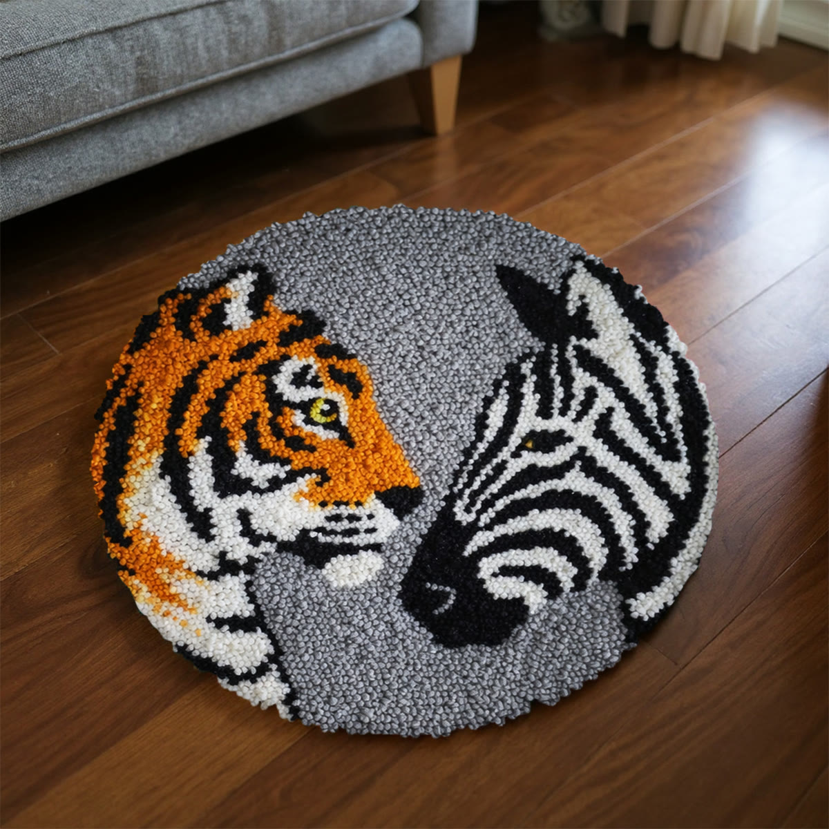 Rubbyoo Latch Hook Rug Kit - Tigers And Zebras | Creative Animal Craft | Handmade Home Decor For Beginner - image 5
