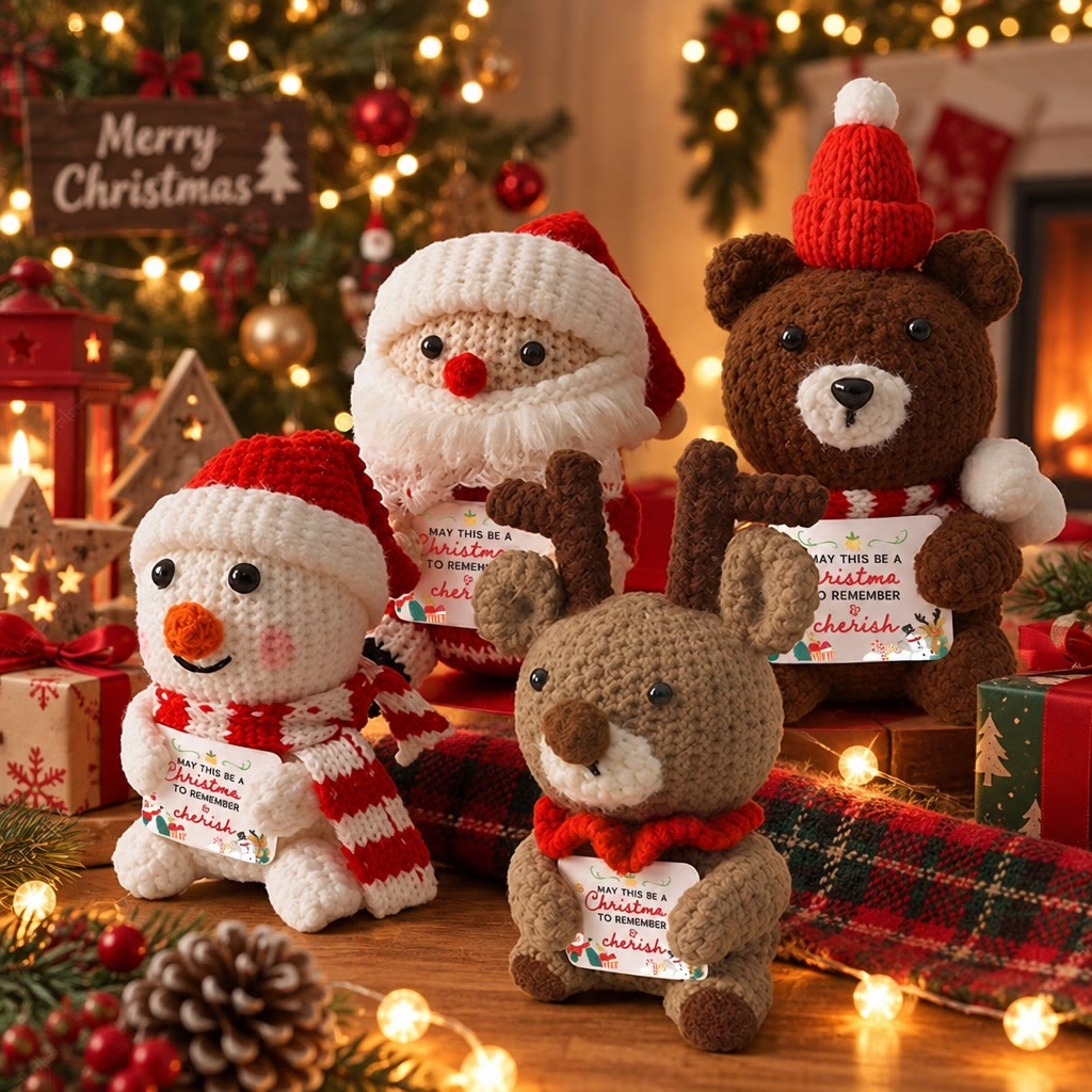 Rubbyoo Crochet Christmas Ornament - Cute Figurine For Festive Display | Cozy Seasonal Shelf Decoration - image 1