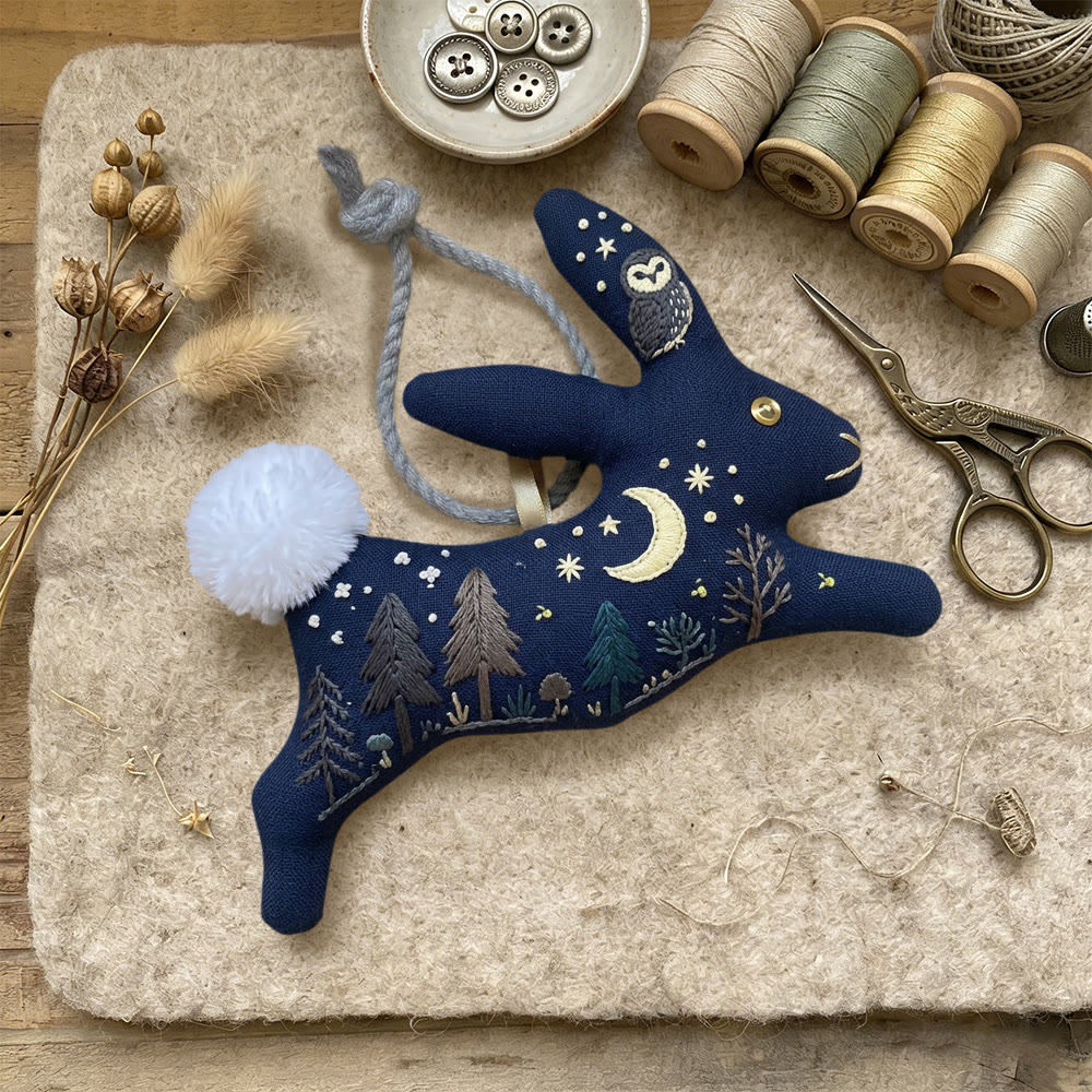 Rubbyoo Rabbit Embroidery Kit - Moon Owl And Forest | Simple Handwork | Ideal Festival Gift - image 6