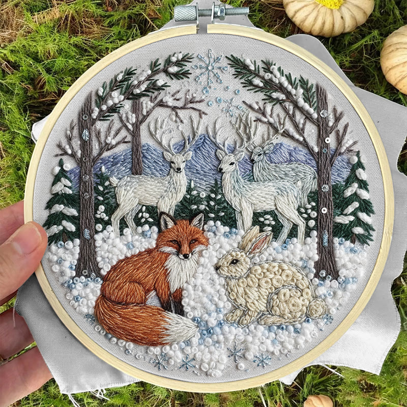 Rubbyoo Embroidery Kit - Winter Animal | Handmade Hoop Art | Perfect Gift For Animal Lover - image 4