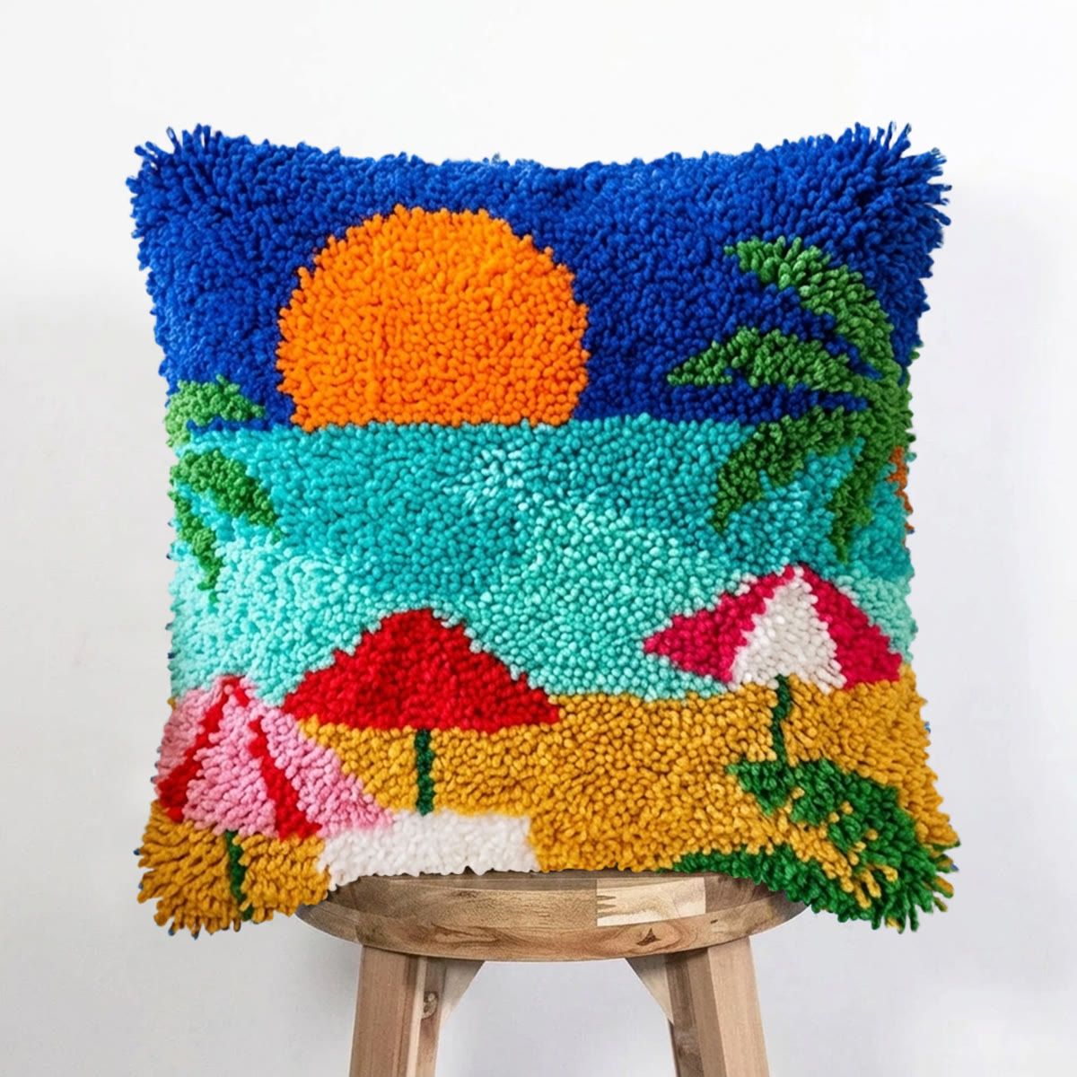 Rubbyoo Latch Hook Pillow Kit - Summer Beach | Perfect For Craft Lover | Unique Mother Gift  - image 3