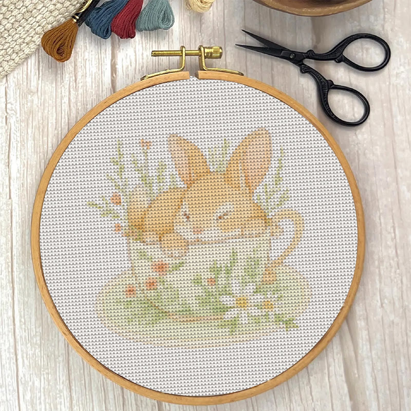  Cross Stitch Kit - Rabbit In Cup | Lovely Animal Stitch Work | Diy Handmade1 Craft  - image 6