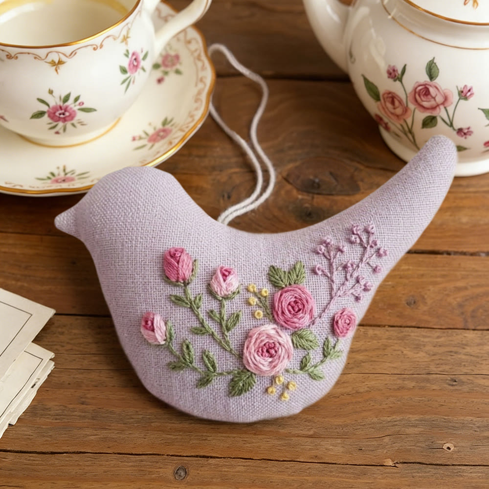 Rubbyoo Bird-shaped Embroidery Kit - Floral Art | Birds Hanging Decor | Gift For Her - image 6