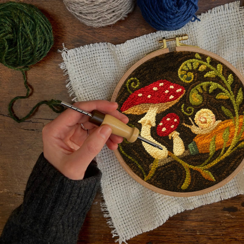 Cute Mushroom Punch Needle Kit - Wall Ornament Gift | Beginner Handmade Needlework - image 7