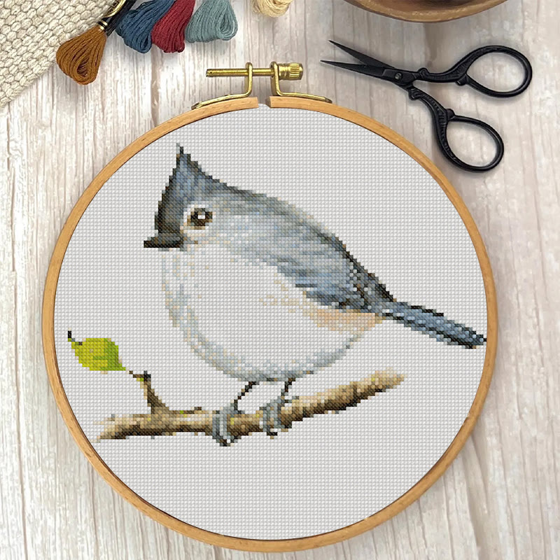  Cross Stitch Kit - Little Tufted Titmouse | Sewing Animal Craft | Living Room Ornament - image 5