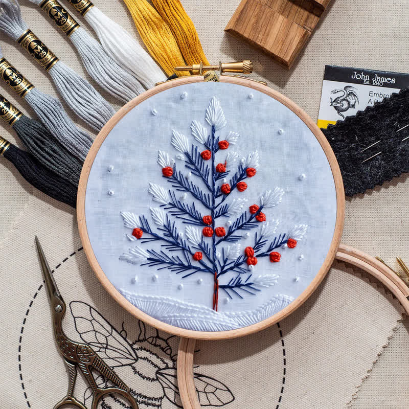 Rubbyoo Embroidery Kit - Winter Snowy Christmas Tree - image 9