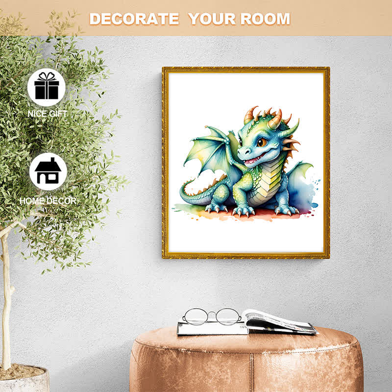 Rubbyoo Adorable Watercolor Baby Dragon - Wooden Jigsaw Puzzle