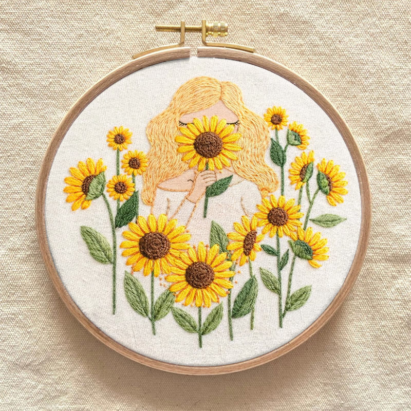Rubbyoo Embroidery Kit - Sunflower Girl | Positive Handmade Craft | Unique Desk Decor - image 7