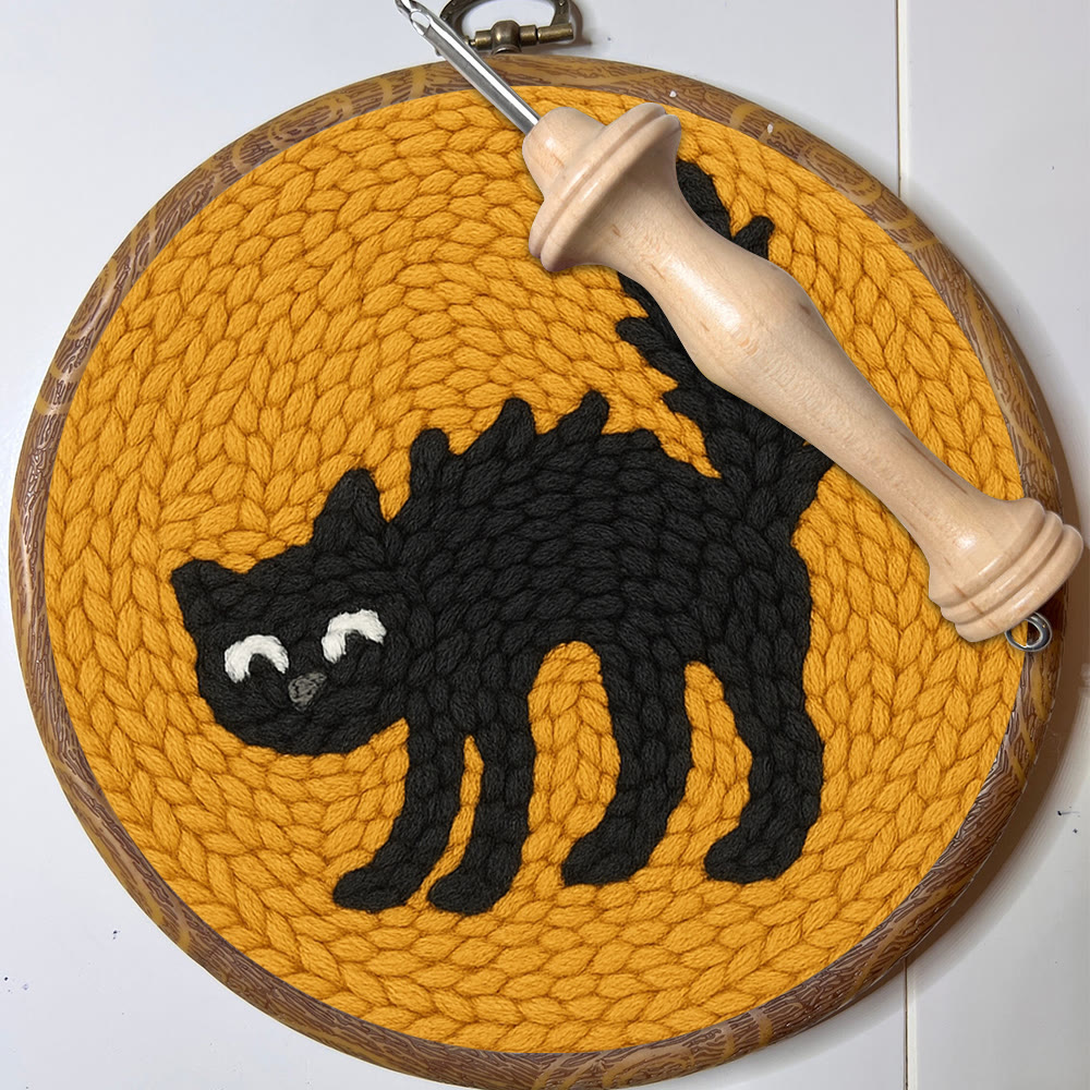 Naughty Black Cat Punch Needle Kit - Adorable Animal Needlework | Easy Handmade Craft For Child  - image 5