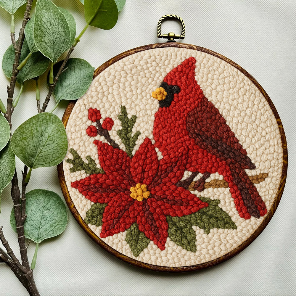 Cardinal Punch Needle Kit – Beginner-Friendly Project | Festive Winter Home Piece - image 3