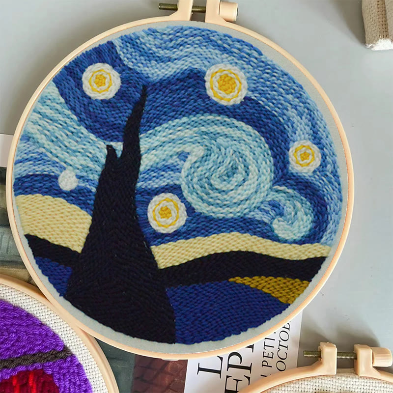  Starry Night Sky Punch Needle Kit - Beginner's Needle Set | Diy Landscape Craft  - image 7