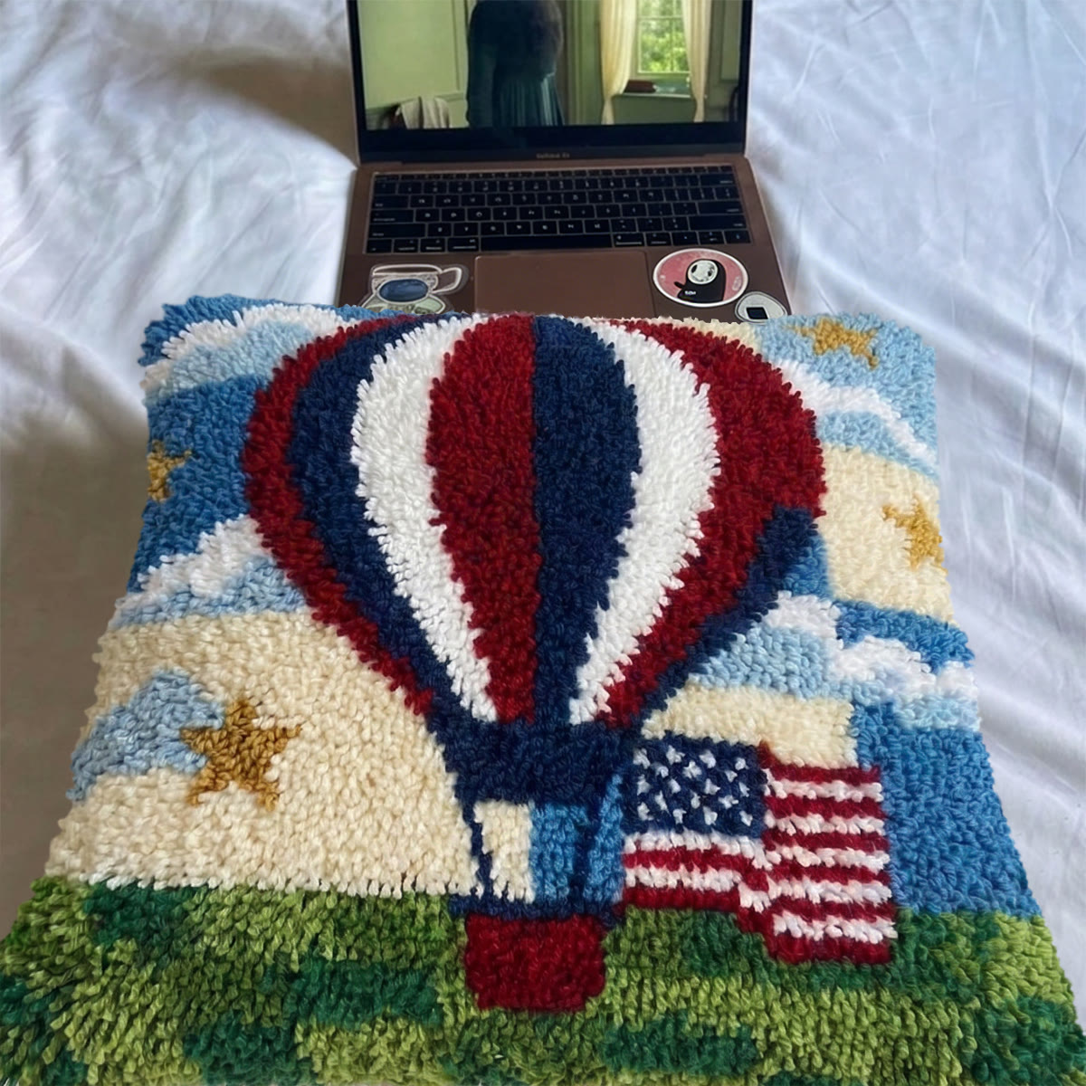 Rubbyoo Latch Hook Pillow Kit - Hot Air Balloon | 4th Of July Hostess Gift | Kids Room Cushion - image 8