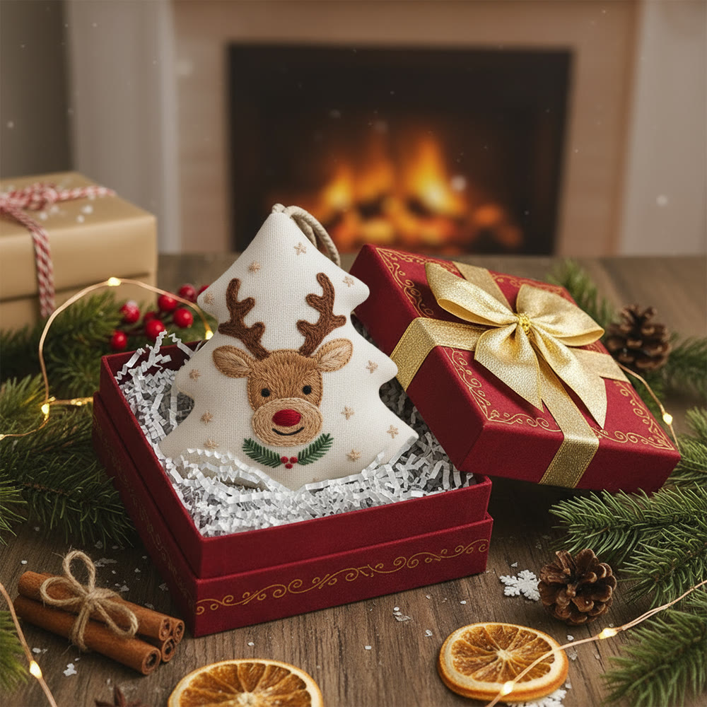 Rubbyoo Tree-shaped Embroidery Kit - Cute Deer | Christmas Tree Hanging Decor | Creative Handmade Art - image 7