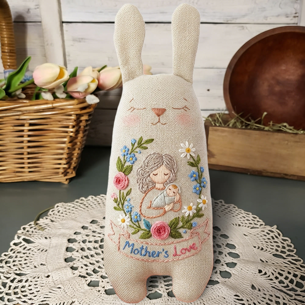Rubbyoo Bunny Toy Embroidery Kit - Mother And Baby With Floral | Serene Craft | Heartwarming Family Gift - image 5