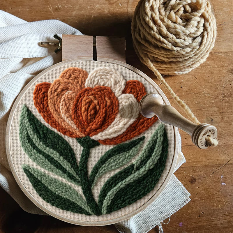 Terracotta Peony Bloom Punch Needle Kit - Accessible Craft | Elegant Home Statement - image 7