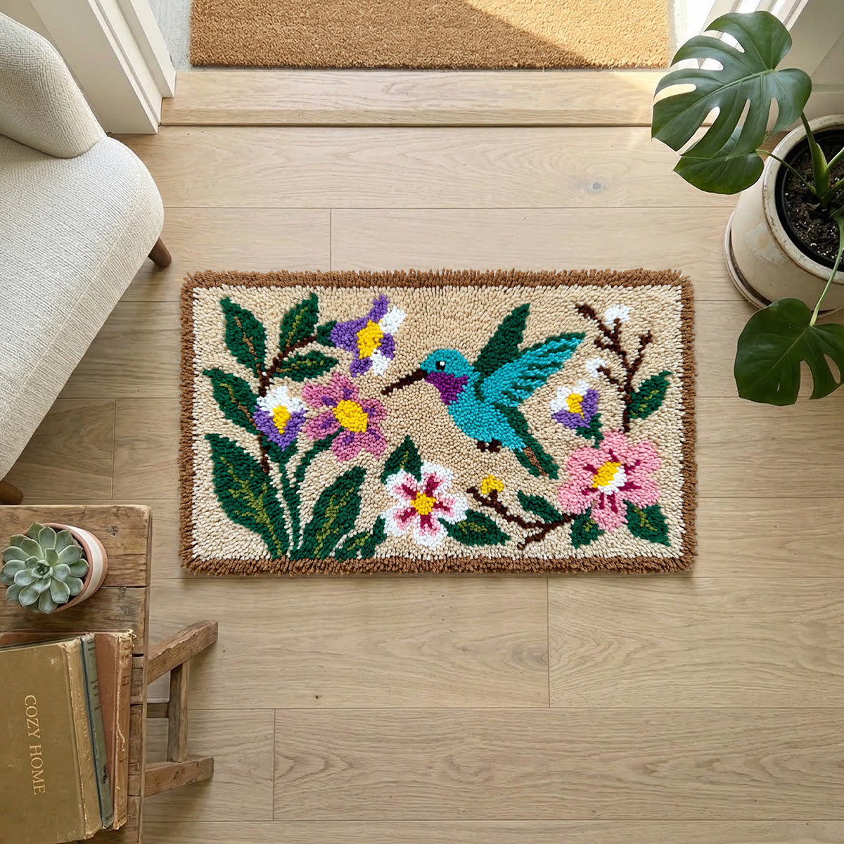Rubbyoo Latch Hook Rug Kit - Floral Bird | Animal Path Mat | Nice Housewarming Gift - image 9