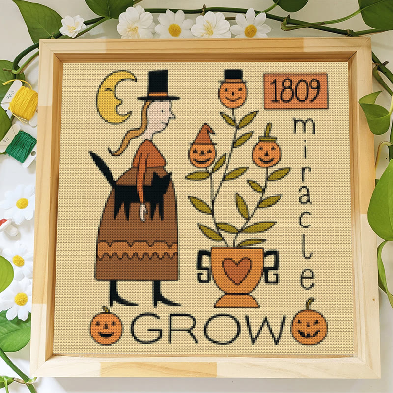 Cross Stitch Kit - Witch With Black Cat | Halloween Handmade Stitch | Diy Holiday Hanging  - image 8
