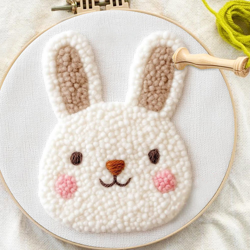 Chubby White Bunny Portrait Punch Needle Kit - Kid-friendly Diy | Easter Basket Surprise - image 5