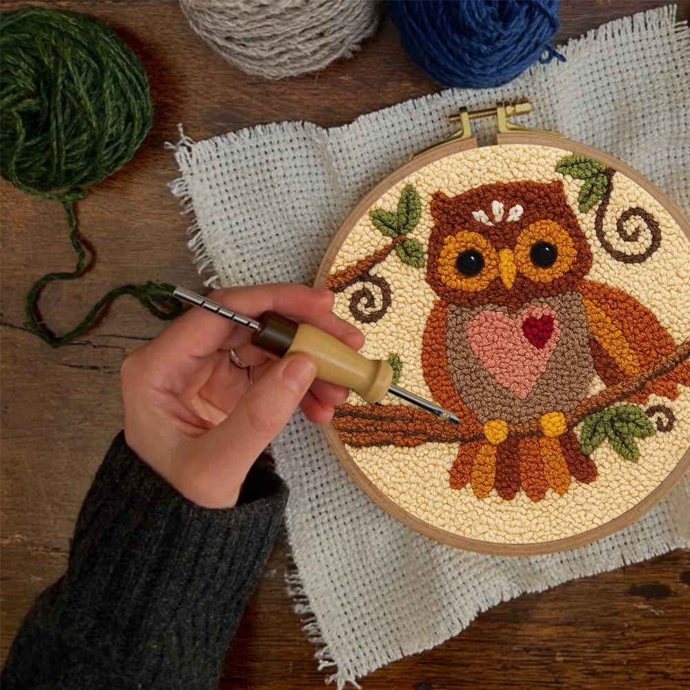 Heart Owl Punch Needle Kit - Diy Beginner | Whimsical Home Handmade - image 12