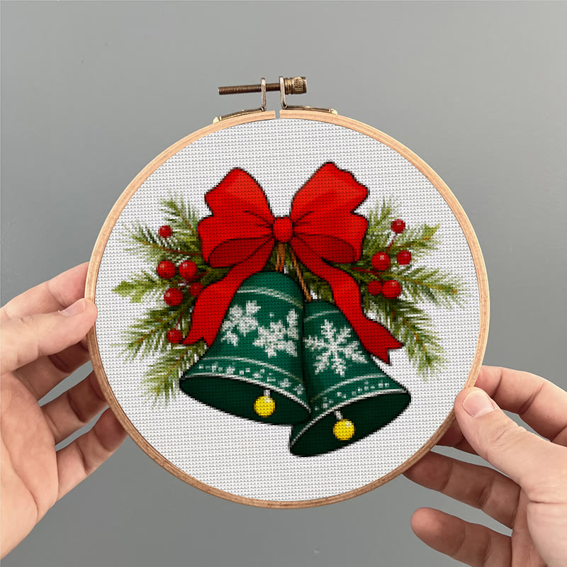 Cross Stitch Kit - Christmas Bell | Christmas Tree Ornament | Diy Hoop Art - image 4
