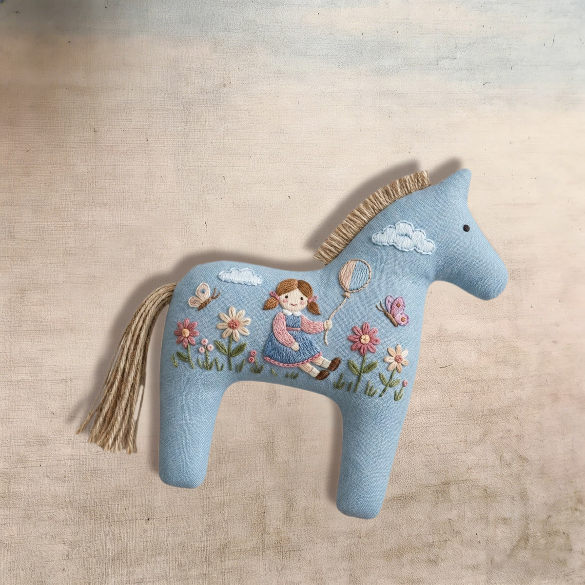 Rubbyoo Dala Horse Embroidery Kit - Little Girl With Balloon | Unique Birthday Gift For Girls | Kids Room Wall Hanging - image 8
