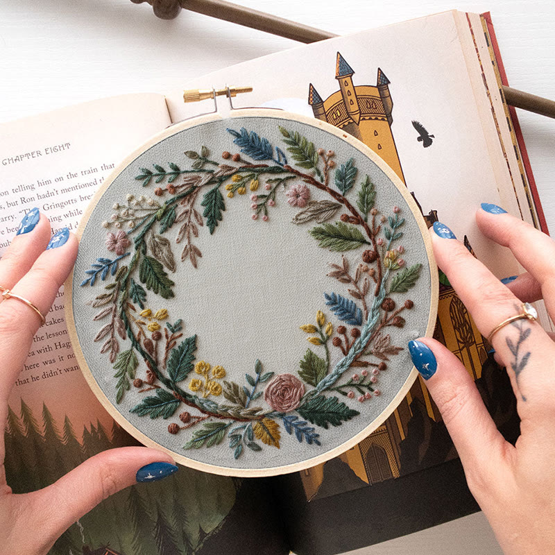 Rubbyoo Embroidery Kit - Floral Wreath | Handcrafted Art | Perfect For Diy Projects - image 10