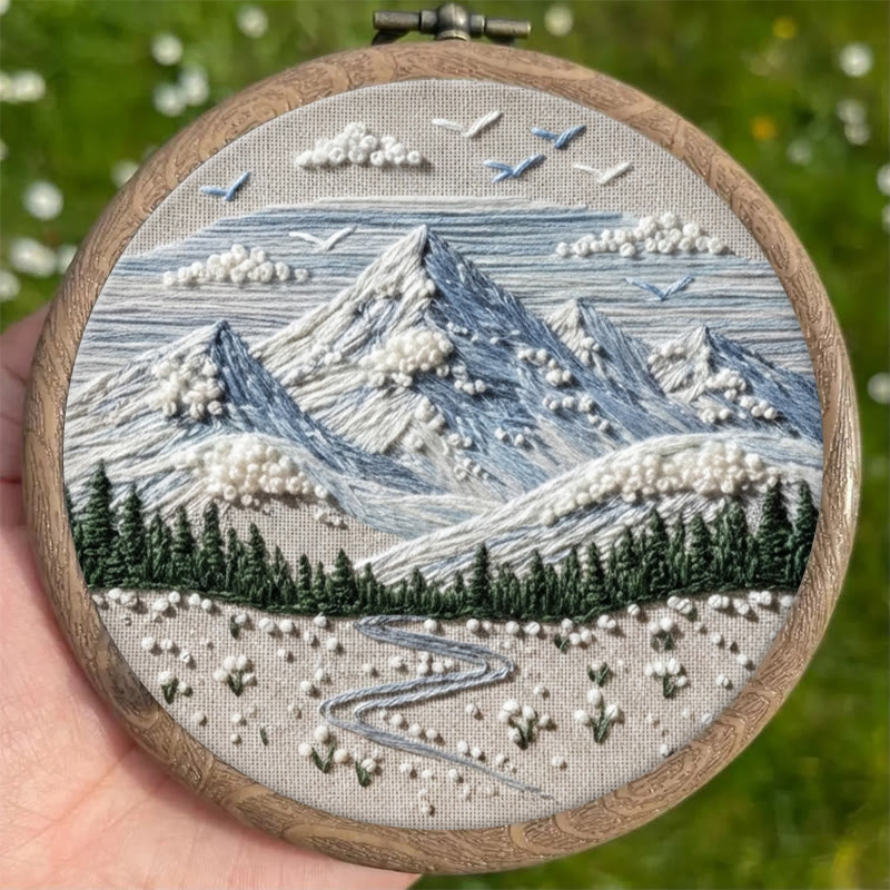 Rubbyoo Embroidery Kit - Snowy Mountain | Handmade Scenery Art | Nice Needle Craft - image 4