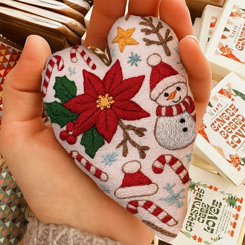 Rubbyoo Heart Embroidery Kit - Christmas Poinsettia | Christmas Handmade Craft | Diy Needle Artwork  - image 8