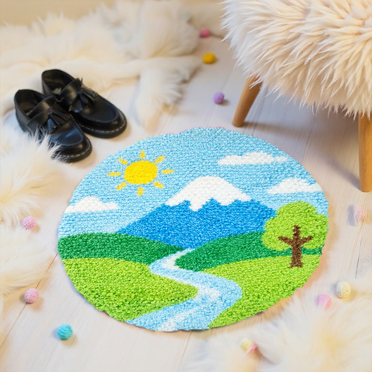 Rubbyoo Latch Hook Rug Kit - Spring Mountain View | Beautiful Handmade Craft | Unique Gift  For Friend  - image 4