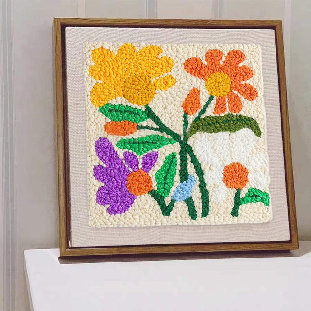 Stunning Flower Square Punch Needle Kit - Decorative Handmade Craft | Diy Floral Gifts - image 8