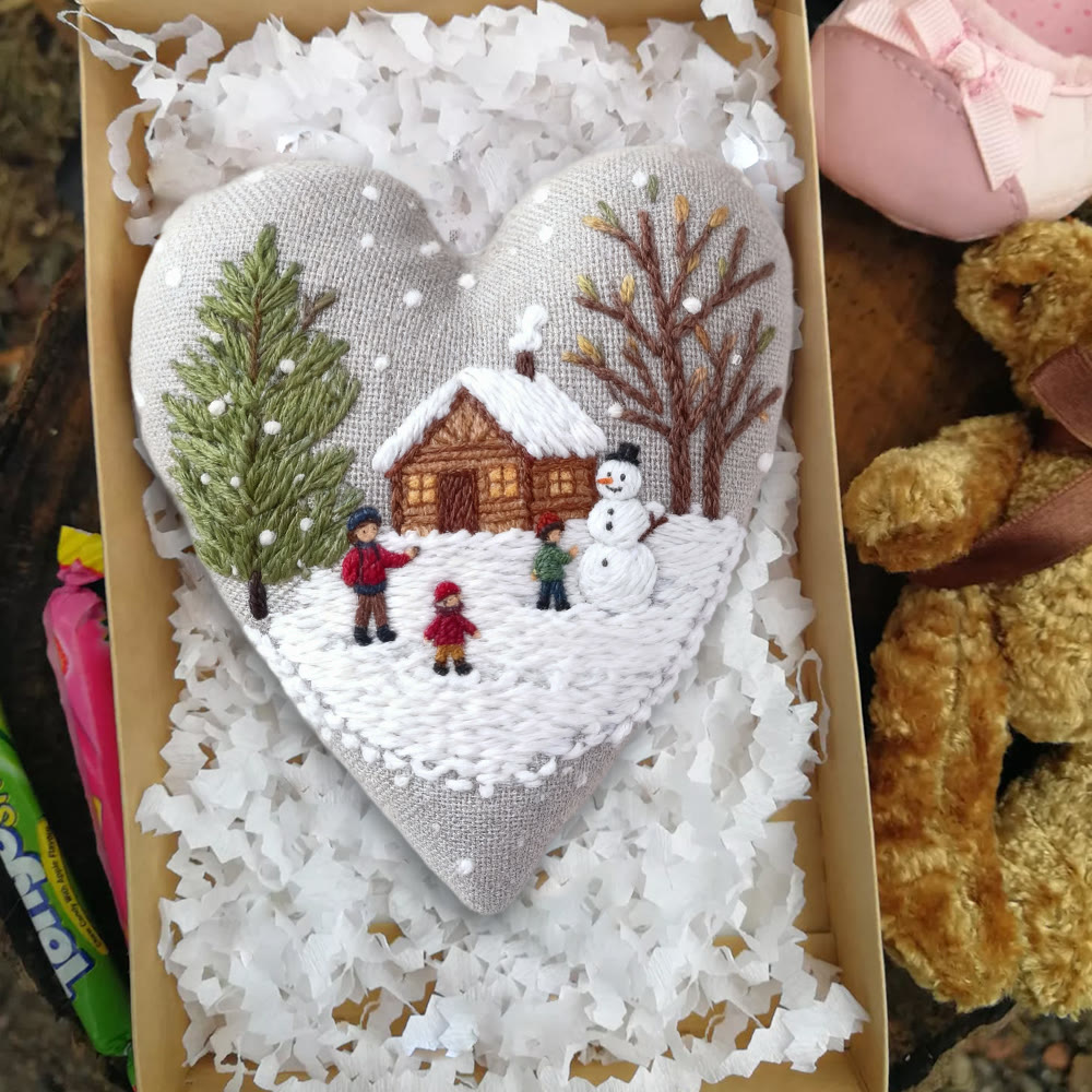 Rubbyoo Heart Embroidery Kit - Light Snow | Winter Handmade Art | Christmas Wall Hanging  - image 5