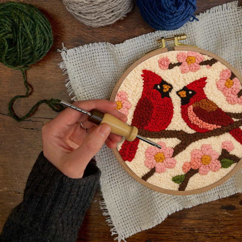 Romantic Cardinals Punch Needle Kit - Unique Birds Decoration | Perfect Handicraft For Lover - image 7
