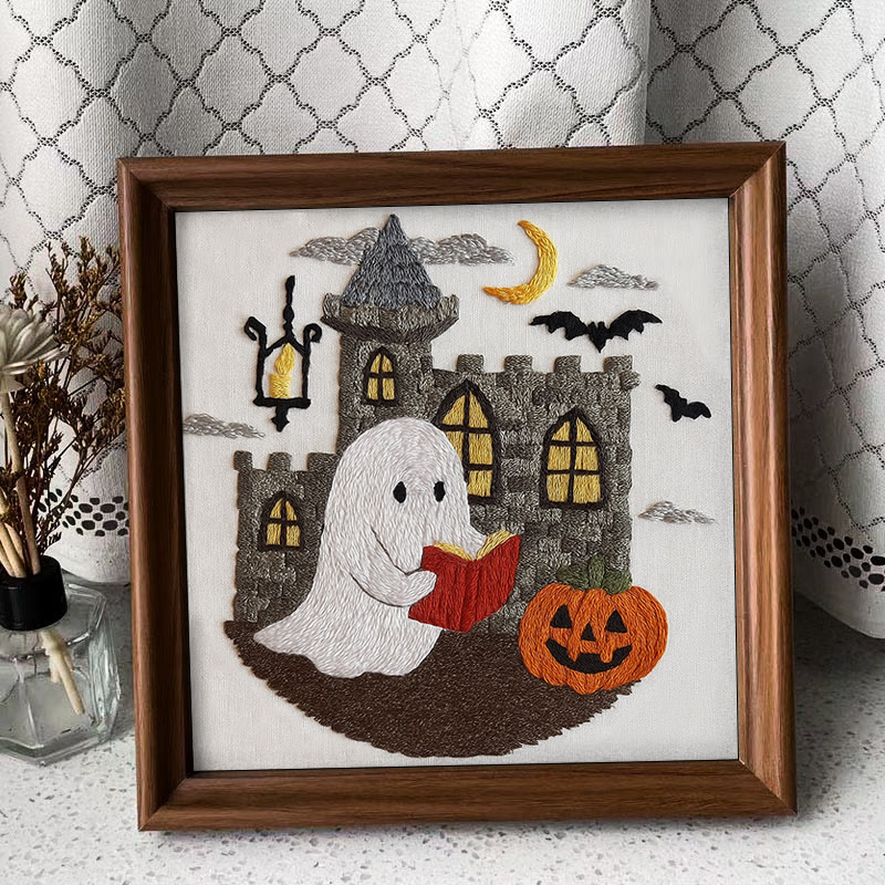 Rubbyoo Embroidery Kit - Halloween Reading Ghost | Creative Wall Hanging | Diy Halloween Decor - Embroidery Kit Plus An Extra Frame - image 10