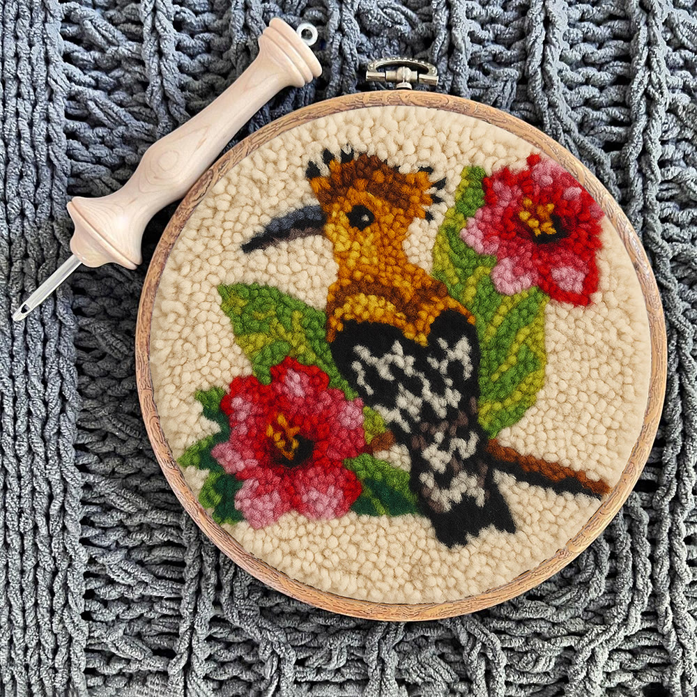 Hoopoe Floral Punch Needle Kit - Artisan-made Craft | Nature-inspired Decor - image 10