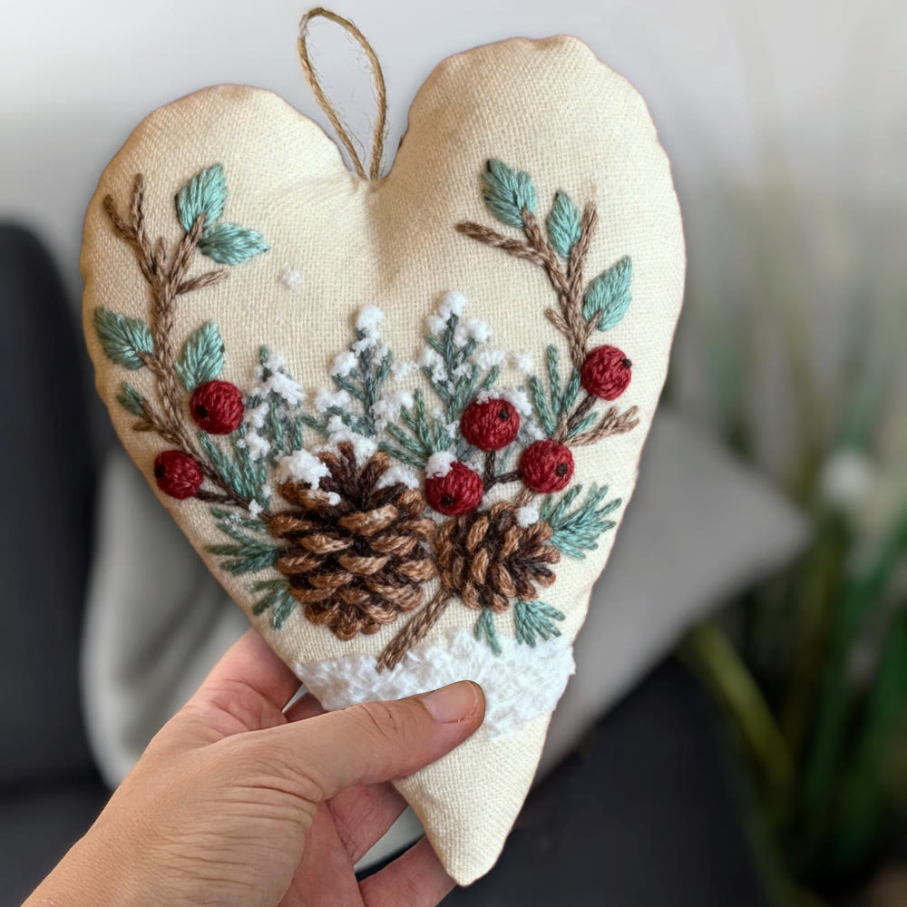Rubbyoo Heart Embroidery Kit - Christmas Pine Cones | Holiday Celebration Craft | Unique Stitch Art  - image 10